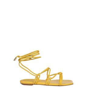 GIA BORGHINI Women's Ankle-Tie Flat Sandals with Square Toe Women YELLOW
